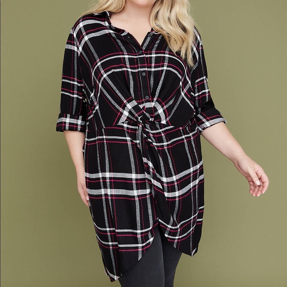 NWT Lane Bryant Flannel knot waist tunic 18 Petite - Picture 4 of 4